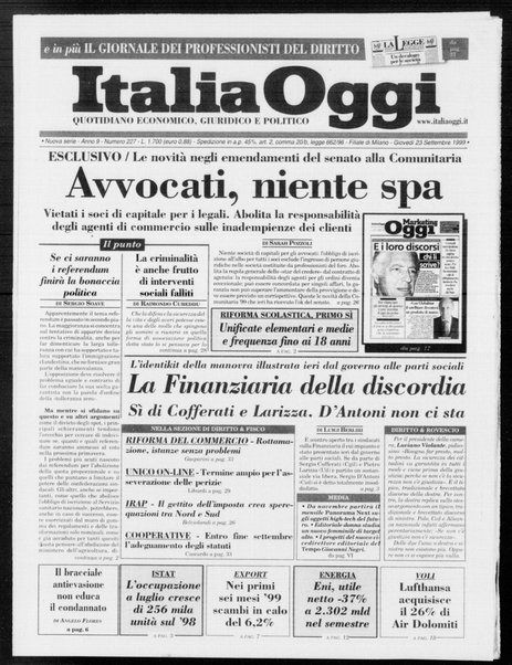 Italia oggi : quotidiano di economia finanza e politica